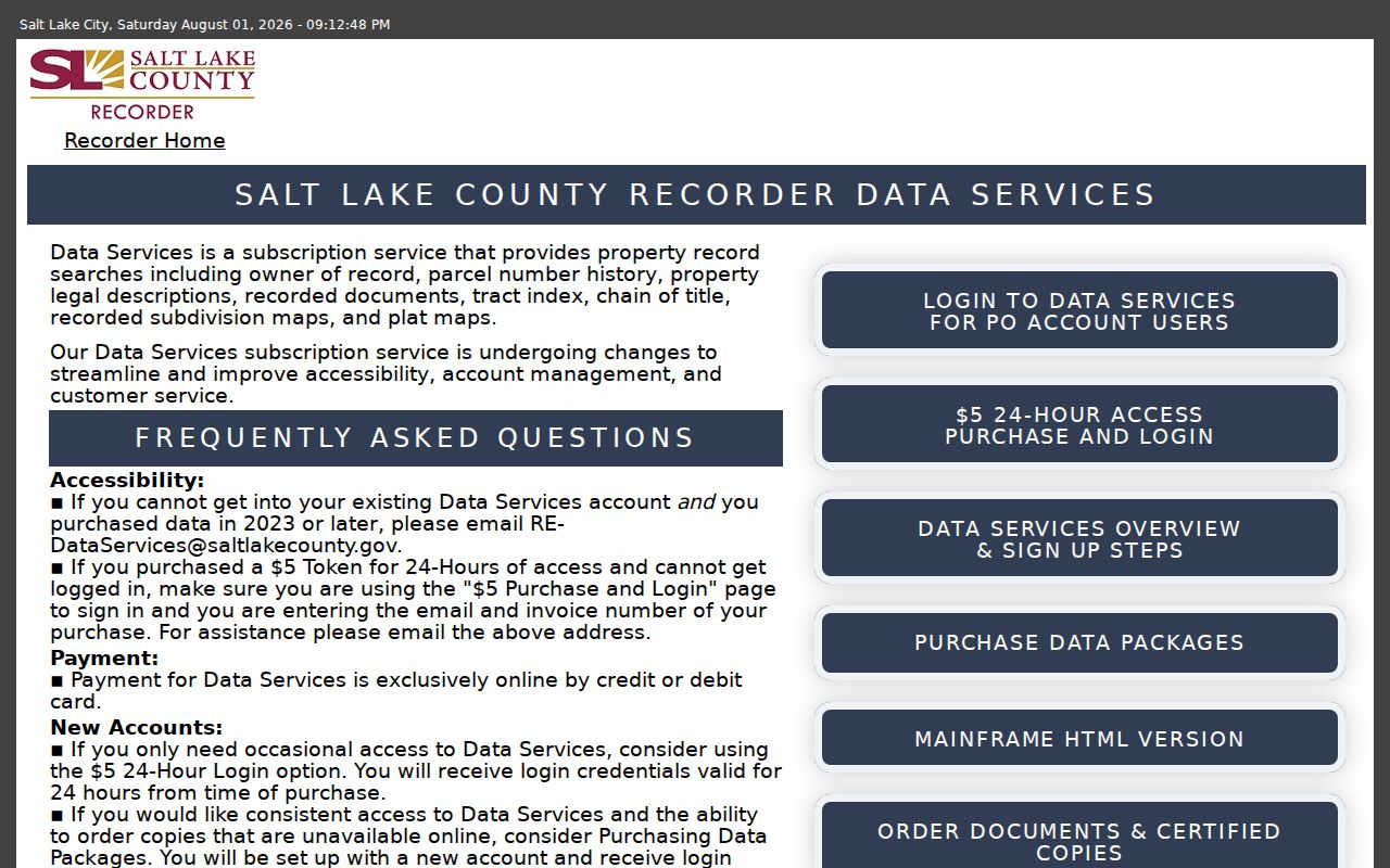 Taylorsville people search Recorder Data Services access choices