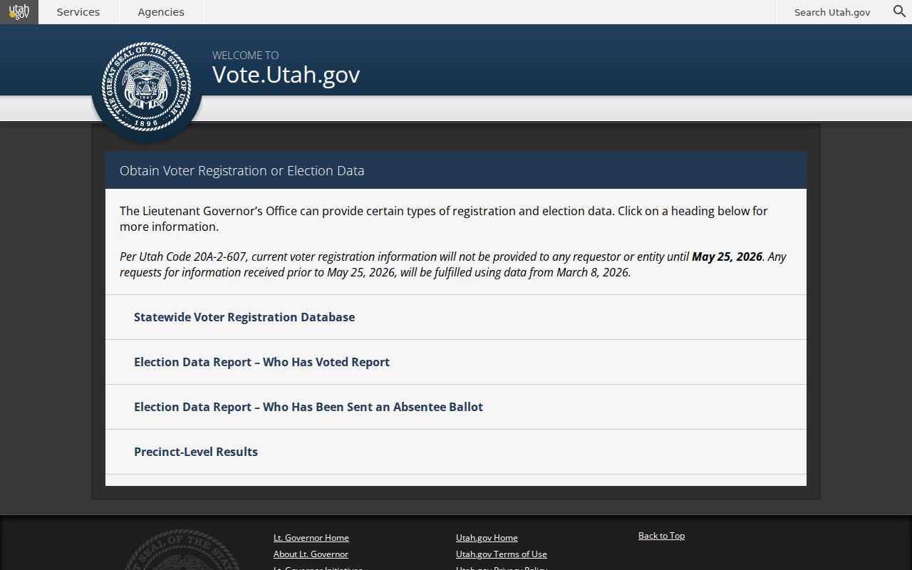 Taylorsville voter registration statewide data request